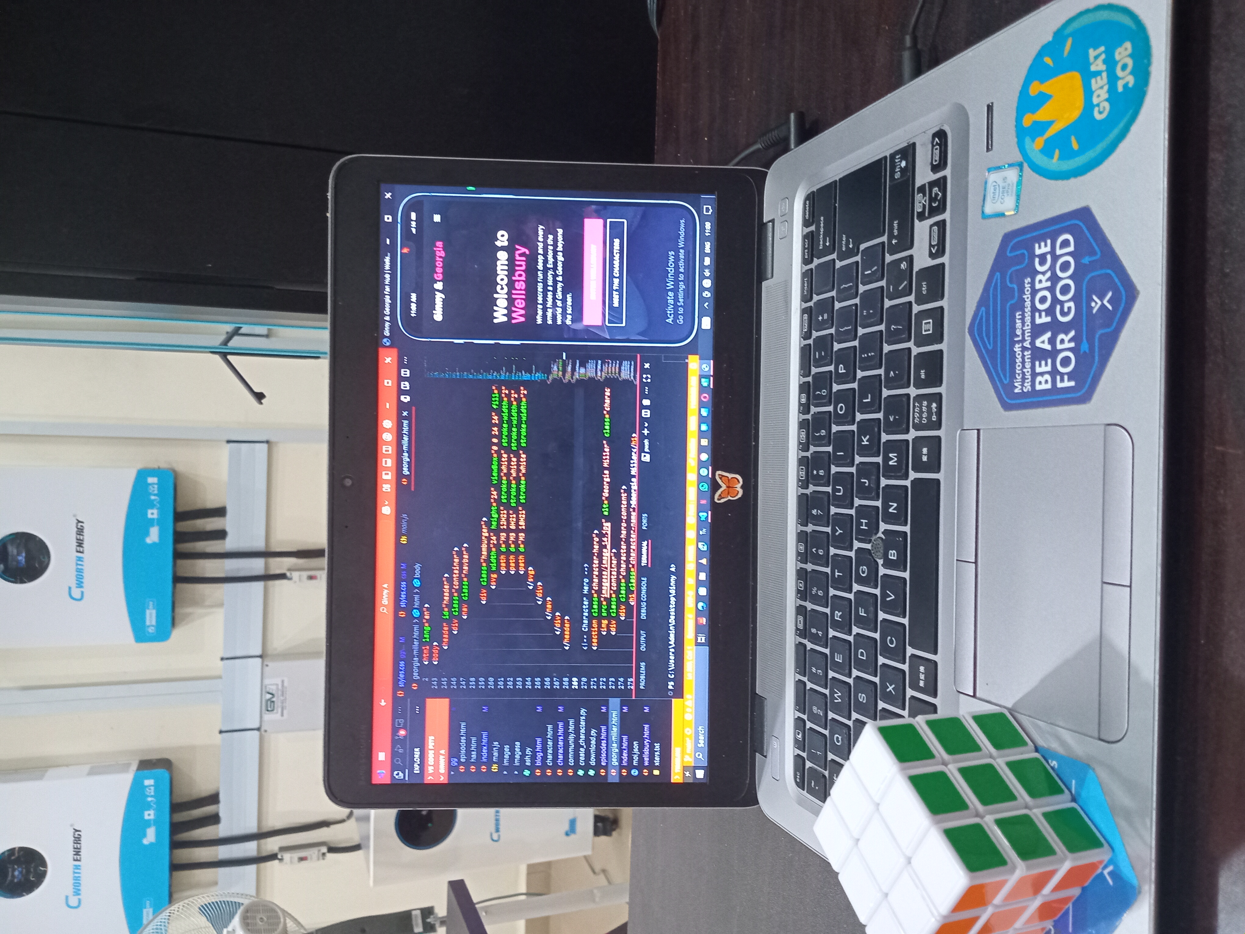 Laptop and Rubik's Cube